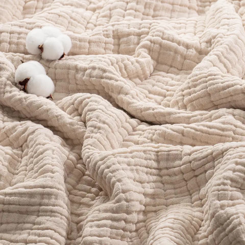 Exclusivo Mezcla 100% Cotton 6-Layer Muslin Blanket Queen, Khaki