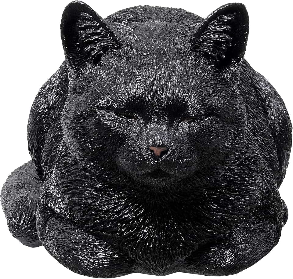 HI-LINE Resting Black Tabby Cat