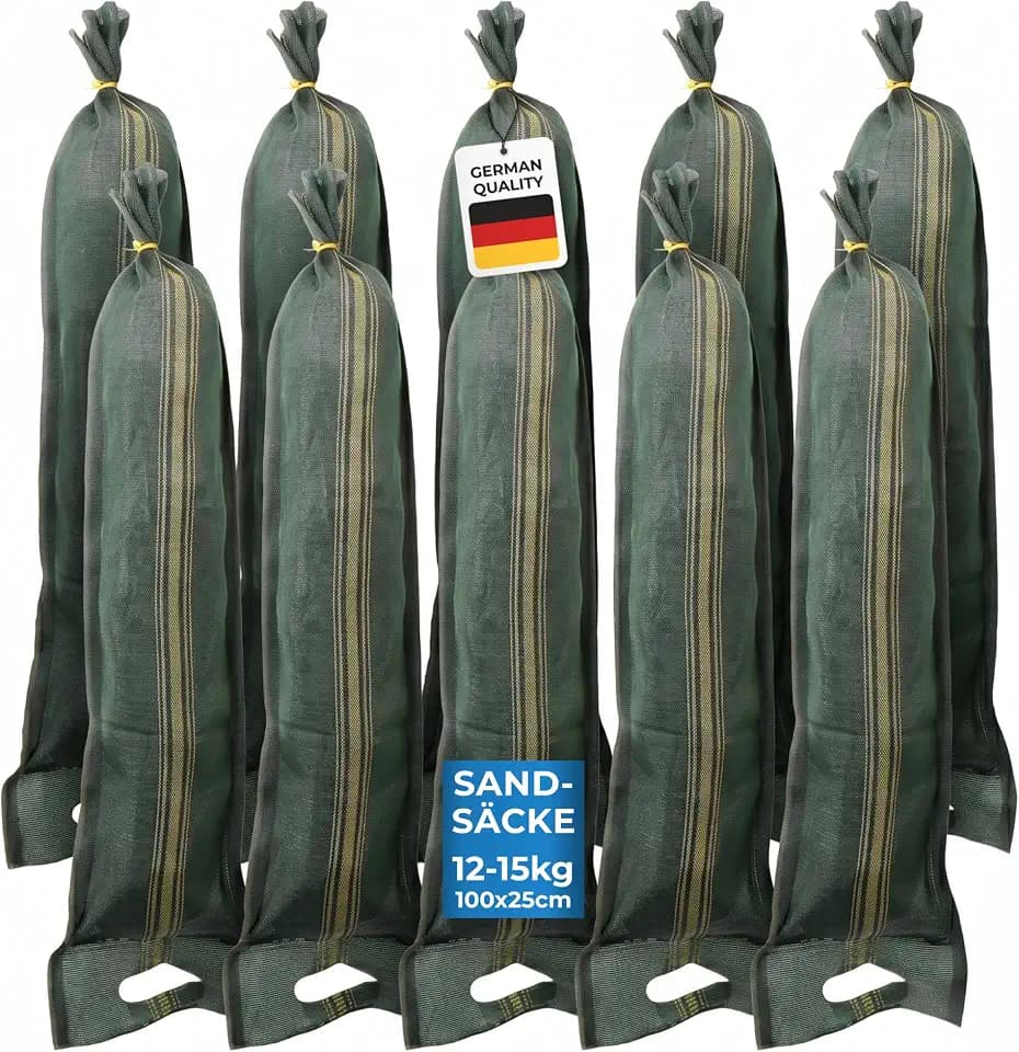 10x Sandsäcke - Sandsack Hochwasserschutz – Silosandsäcke ungefüllt – Silosäcke Wassersperre Hochwasser (25x100 cm)