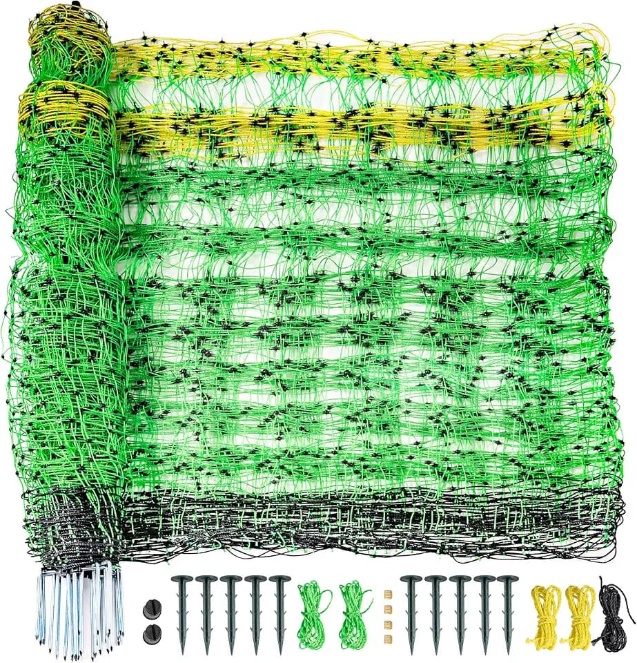 PPOLB Electric Fence Netting - 47.2" H x 164' L, Portable Movable Livestock Nets Mesh for Lambs, Dogs, Deer, Larger Animals Electric Fencing for Backyards, Homesteaders, Farms Ranches, and Gardens