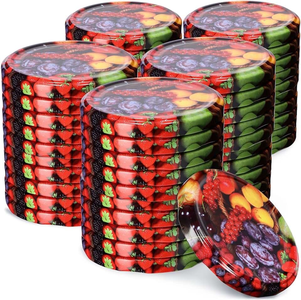 KADAX 50er Set Schraubdeckel TO66 ⌀ 66mm Obst – Twist-Off Ersatzdeckel für 235-900ml Einmach- & Marmeladengläser | Luftdicht & Spülmaschinenfest