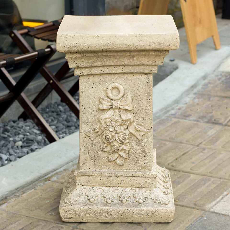 Christopher Knight Home Jorine 19"H Plant Stand, Lightweight Concrete Plant Stand, Pedestal Column Side Table, Indoor Outdoor Plants Standing for Entryway Garden Yard Home, No Assemly Needed, Sand