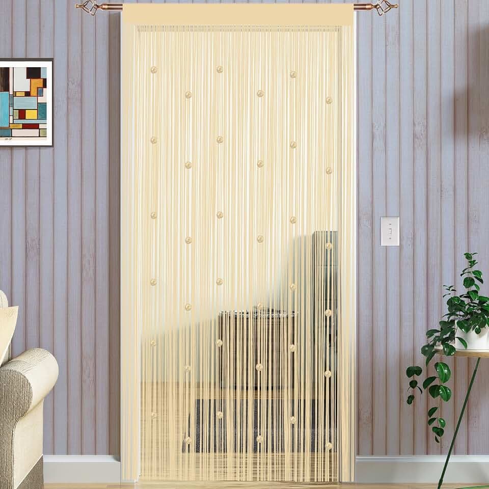 Taiyuhomes Fliegenvorhang Perlenvorhang Türvorhänge 90x200cm Beige