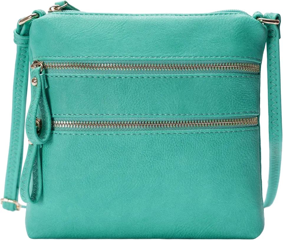 Solene Small Multi Zipper Pocket Crossbody Bag with Adjustable Strap, Lightweight Travel Purse, Daily Small Messenger Pouch