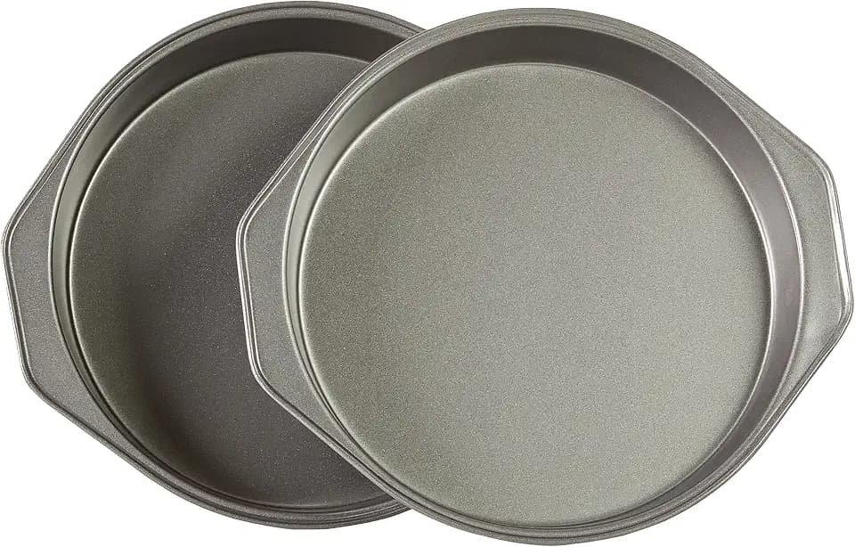 Amazon Basics Rund Backformen für Kuchen, 22,8 cm, antihaftbeschichtet, Karbonstahl, 2er-Pack, Grau