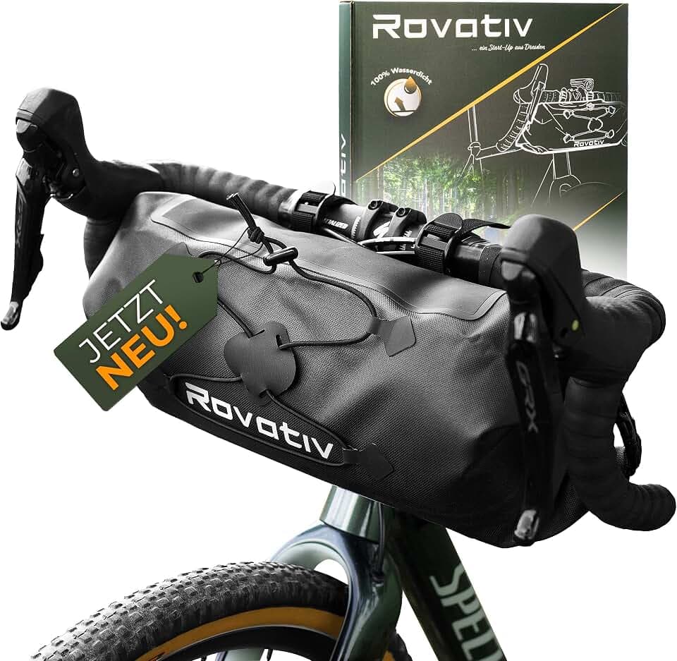 Rovativ® - Bikepacking Lenkerrolle [9,5L] 100% Wasserdicht, für Gravelbike