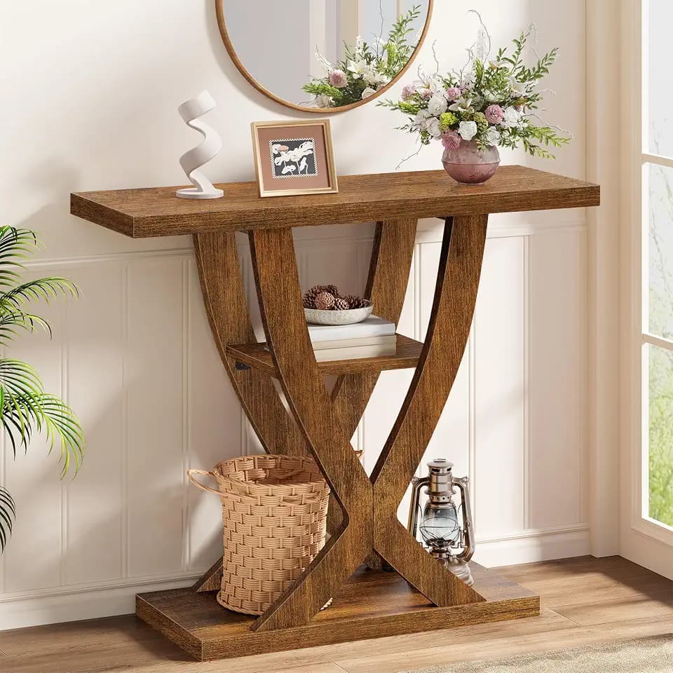FAVOOSTY 31.5" Entryway Table, Hallway Table, Console Tables, Rustic Brown