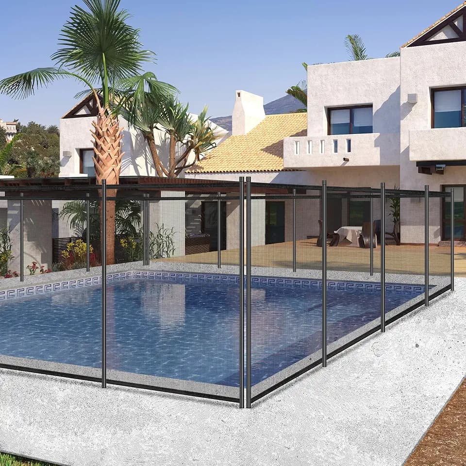 VIVOHOME Pool Fence 4FT x 12FT, 320GSM Teslin Mesh Removable Child Safety Pool Fence with Stainless Steel Tubes for Backyard Garden Pool Safety