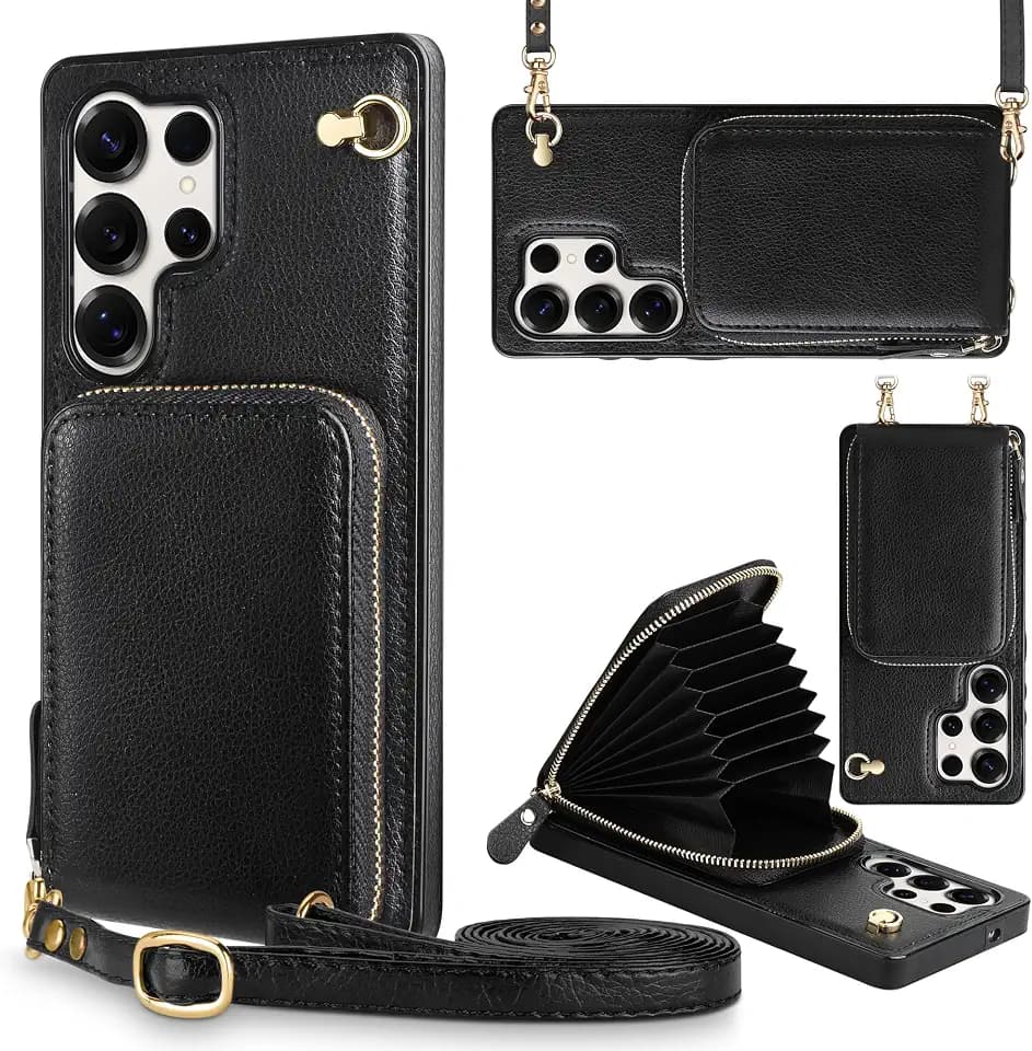JAKPAK for Samsung Galaxy S25 Ultra Wallet Case with Card Holder, Black