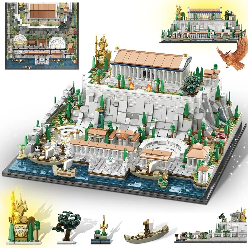 Architecture Acropolis Castle, Famous Landmark Architecture Athenian Acropolis Building Block Sets, Collectible Exhibition Model for Children and Adults