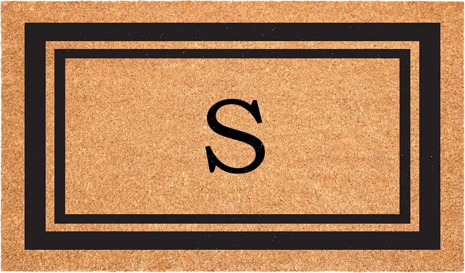 Calloway Mills 152961830S Black Border 18" x 30" Monogram Doormat, (Letter S)
