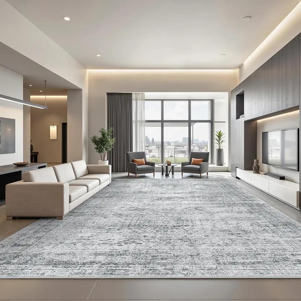 8x10 Area Rugs for Living Room,Large Washable Rug,Grey