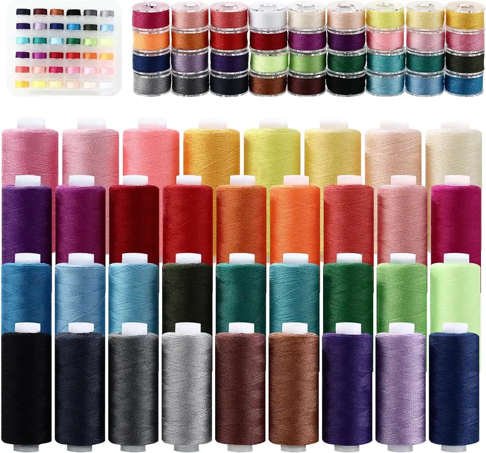 HAOYULUO, 72 Stück, 400 Meter Polyester Nähgarn mit 36 Farben und 36 Qualitätsfäden pro Spule, Mischfarben für Overlockmaschinen