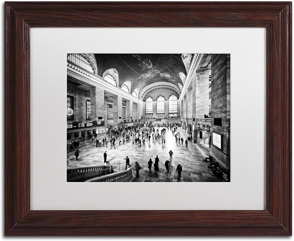 Trademark Fine Art Grand Central Terminal NYC by Philippe Hugonnard, White Matte, Wood Frame 11x14-Inch