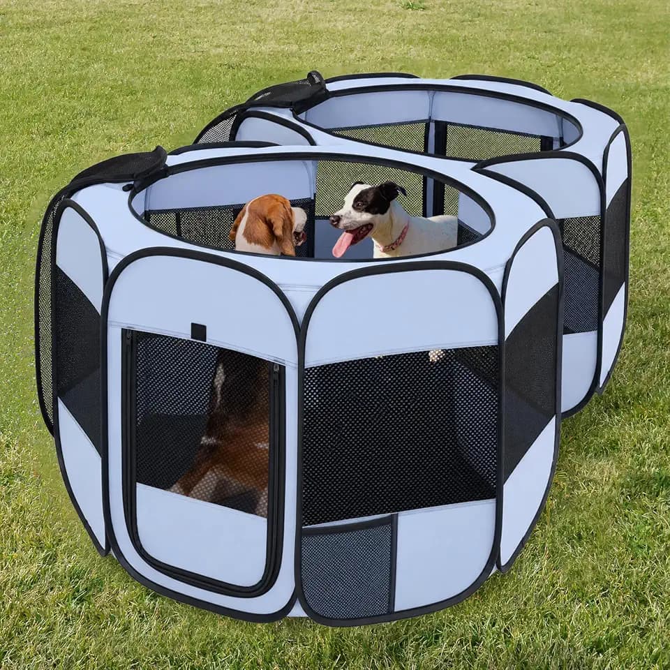 2-in-1 Pop Up Dog Playpen Cat Pet Puppy Playpen, Non-Detachable