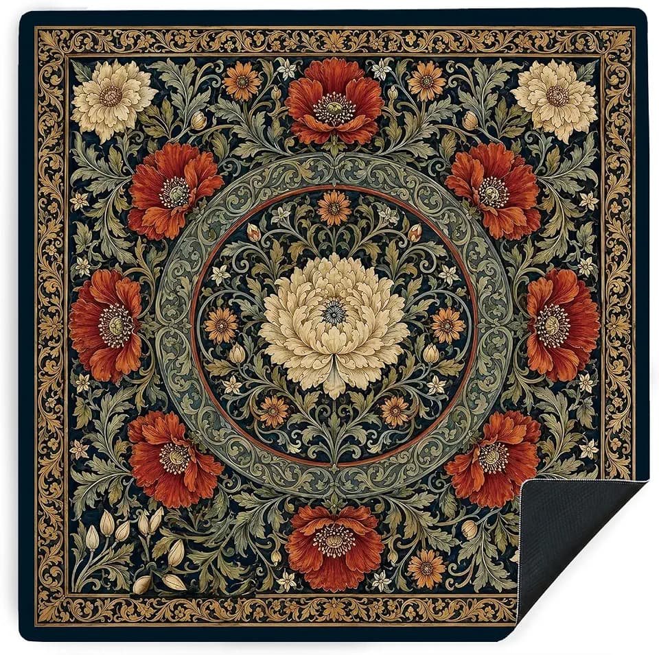 Vintage Floral Mahjong Mat, 31.5 x 31.5in