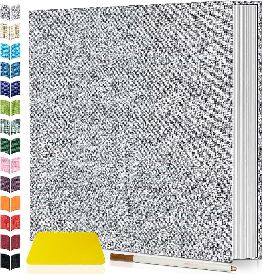 Artfeel Photo Album Self Adhesive Scrapbook,Large Photo Book for 4x6,5x7,8x10 Pictures,DIY Album for Baby Wedding Family Travel Birthday,with Metallic Pen and Scraper