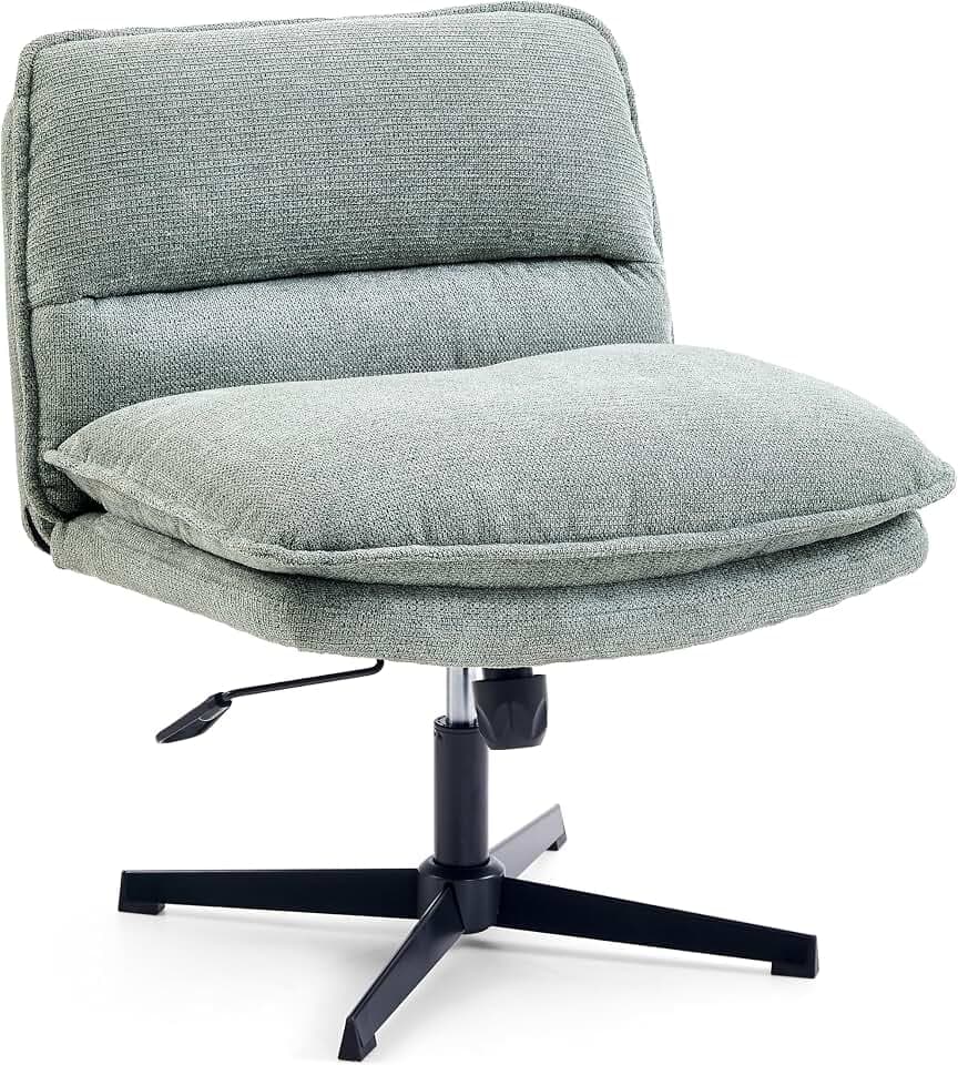Bürostuhl ohne Armlehnen, breiter Schneidersitz Stuhl mit gepolsterter Sitzfläche, ergonomischer Criss Cross Chair für Home Office, Wohnzimmer (Salbei Grün)