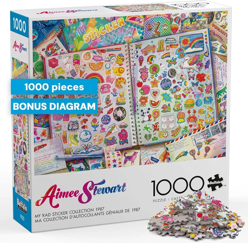 Buffalo Games - Aimee Stewart- My Rad Sticker Collection 1987-1000PC Jigsaw Puzzle