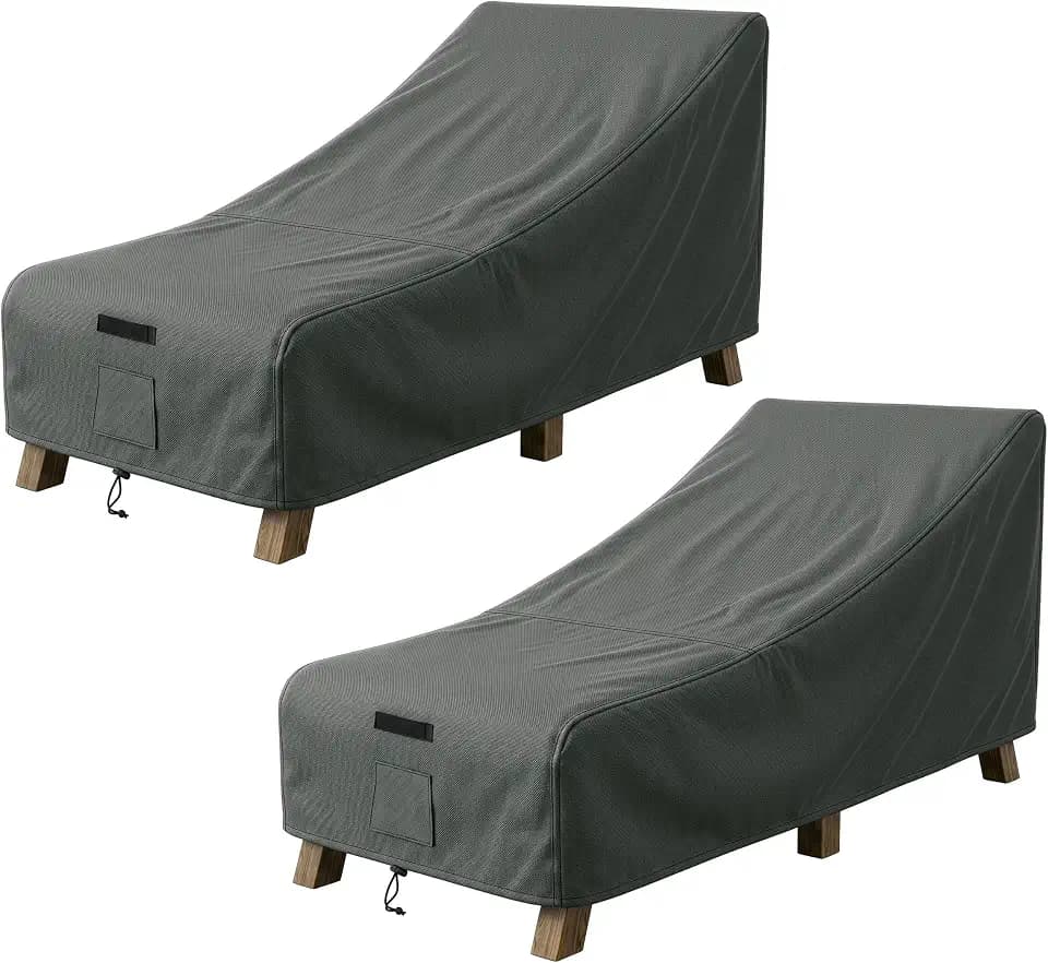 Pure Garden Outdoor Chaise Lounge Cover, Gray, 76” L x 32” W x 32” H 2-Pack