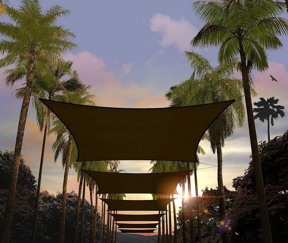 Amgo 8' x 12' Brown Rectangle Sun Shade Sail 95% UV Block for Garden