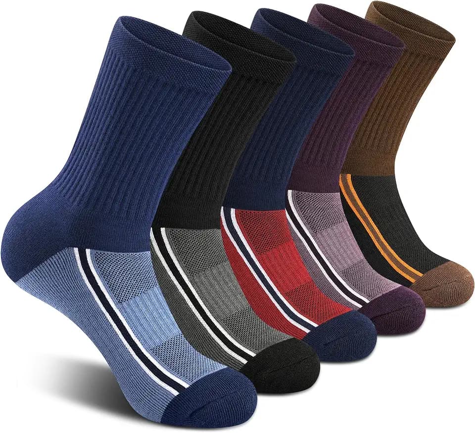 Gonii Men Athletic Cushioned Crew Socks 5 Pairs