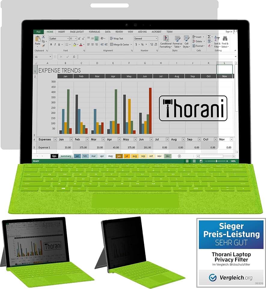 Privacy Filter-Folie für Microsoft Surface Book 1, 2 & 3 (15" Zoll) – Sichtschutzfolie schützt vor unerwünschten Blicken