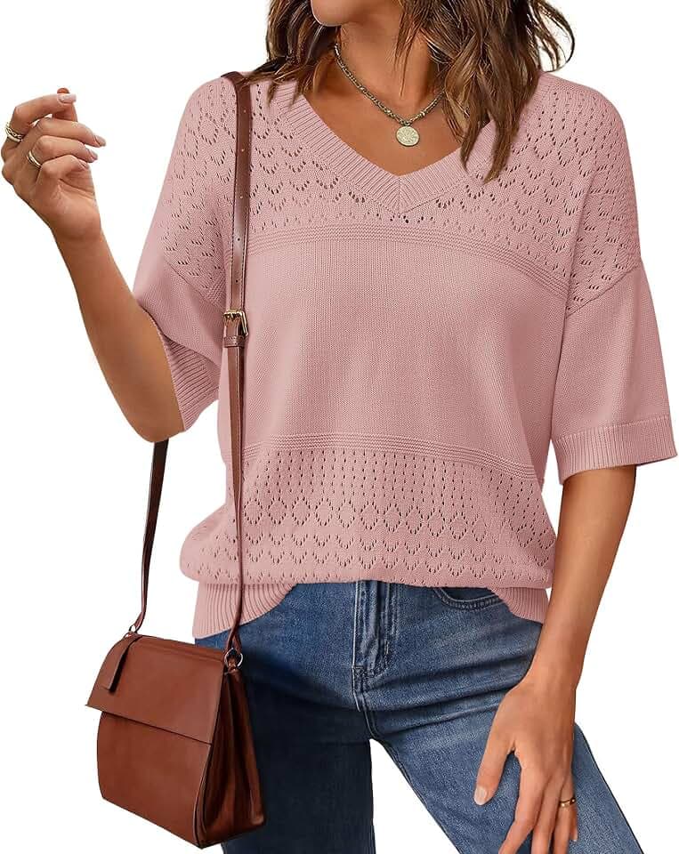 PRETTYGARDEN Women's Summer Short Sleeve Sweater Tops