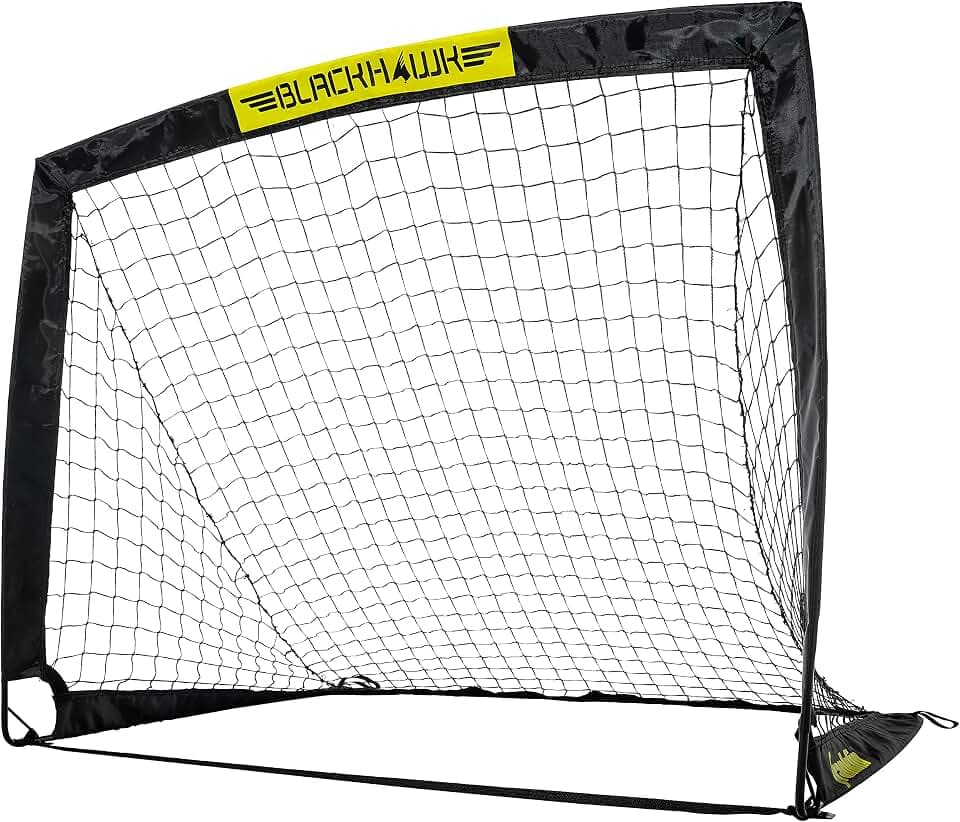 Franklin Sports Blackhawk Backyard Soccer Goal - Portable Pop Up Soccer Nets - Youth + Adult Folding Indoor + Outdoor Goals - Multiple Sizes + Colors
