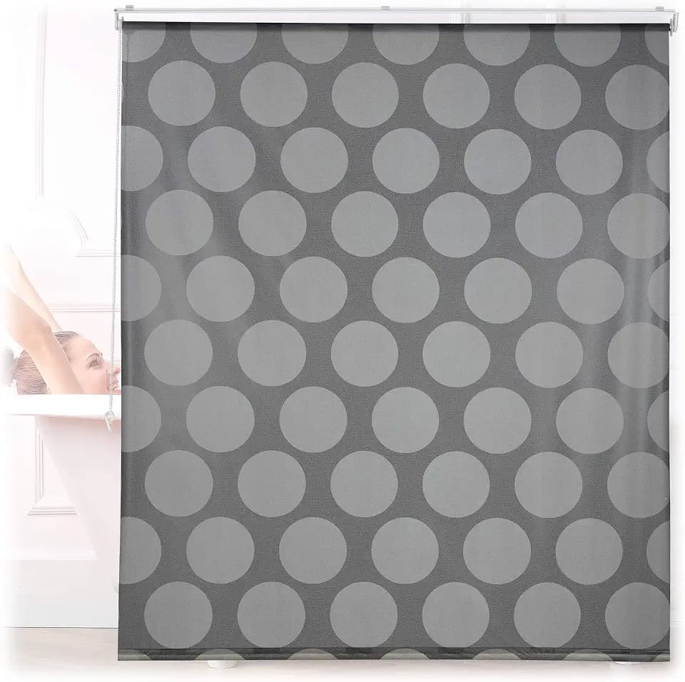 Relaxdays Duschrollo, 140x240 cm, Seilzugrollo für Dusche & Badewanne, Badrollo wasserabweisend, Decke & Fenster, grau