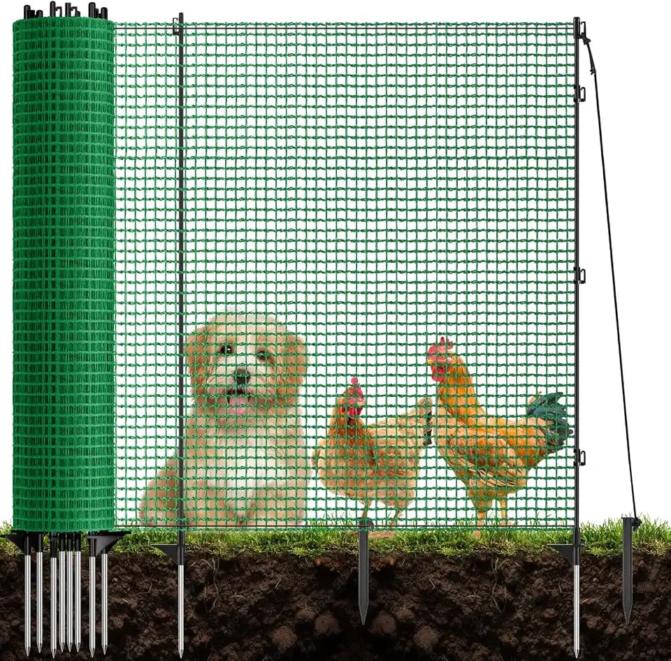 3x50 FT Temporary Fence for Backyard,Garden Fence with 9 Fiberglass Post