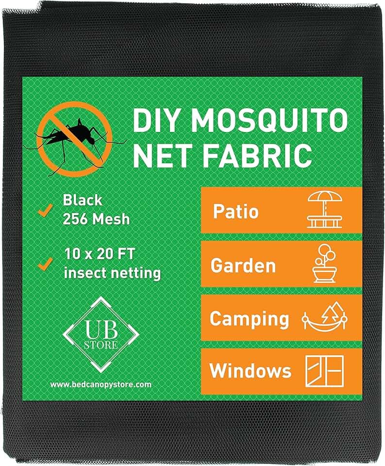 Schwarzes Moskitonetz 3x6 Meter Netz | Mückennetz für Terrasse & Outdoor
