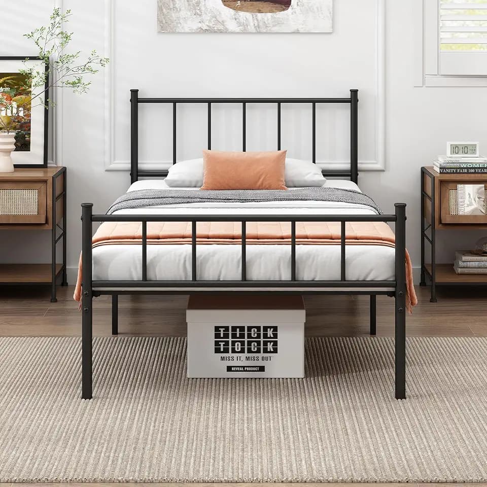 DIIYIV Twin Metal Bed Frame,Steel Slat Support,Noise Free,Easy Assembly