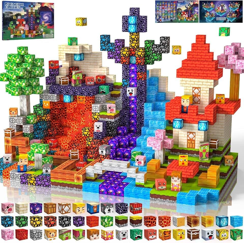 Magnetische Bausteine 150 PCS 2CM Magnetbausteine für Kinder ab 3 Jahre Blocks, Montessori Spielzeug Magnete Kinder, Magnetische Bauwelt Geburtstag Geschenk ab 3 4 5 6 7 8 9 10 11 12 Jungen Mädchen
