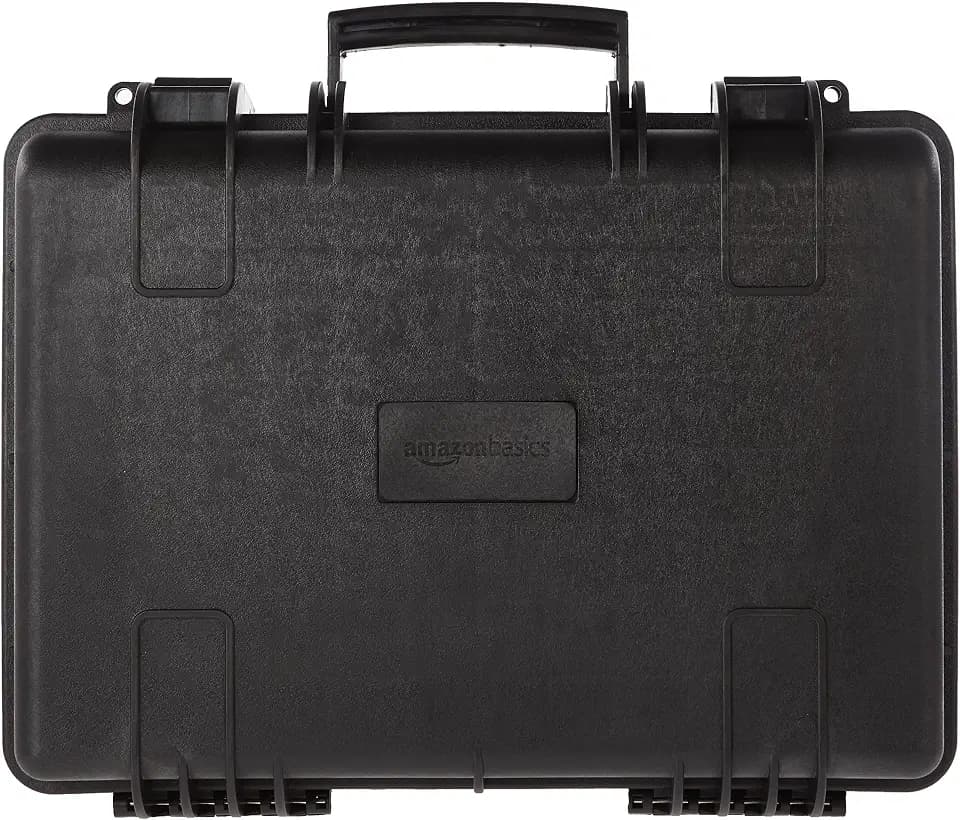 Amazon Basics Portable Hard Camera Case for DSLR Equipment, Customizable Fit, Protective Water Resistant, Medium, Black, 18"L x 14"W x 6"H