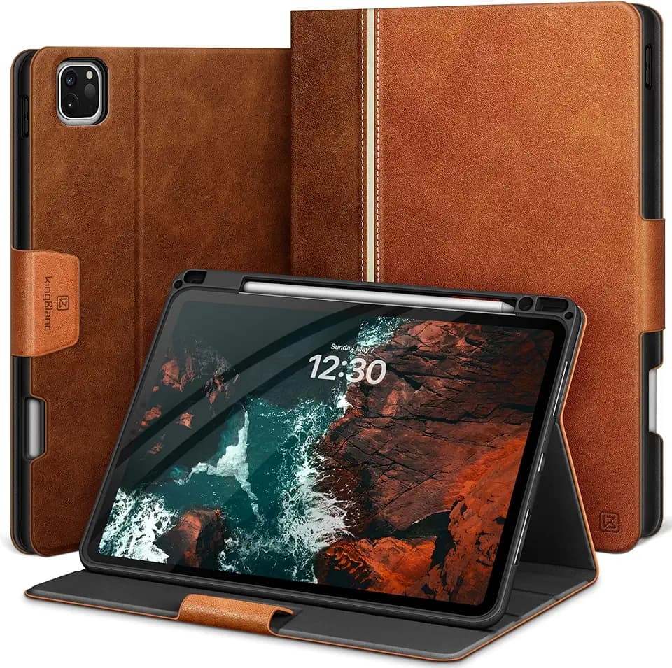 KingBlanc Book-Style Case for iPad Pro 11-inch (M5 2025/M4 2024), Brown