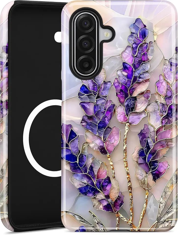 Magnetic Flower Case for Samsung Galaxy A17, Purple