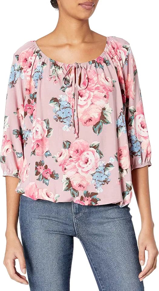 Star Vixen Women's 3/4 Sleeve Peasant Top