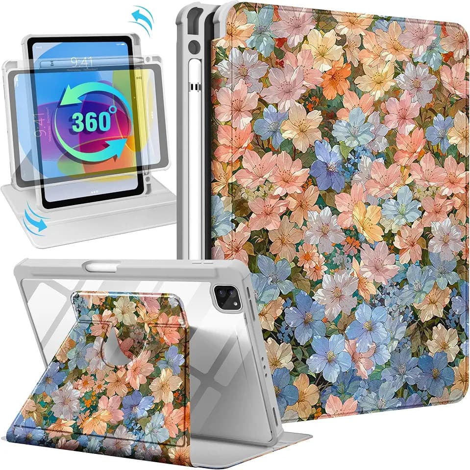 Uppuppy for iPad Case Fold, for iPad Air/Pro 11"(NOT Pro M4M5), Floral