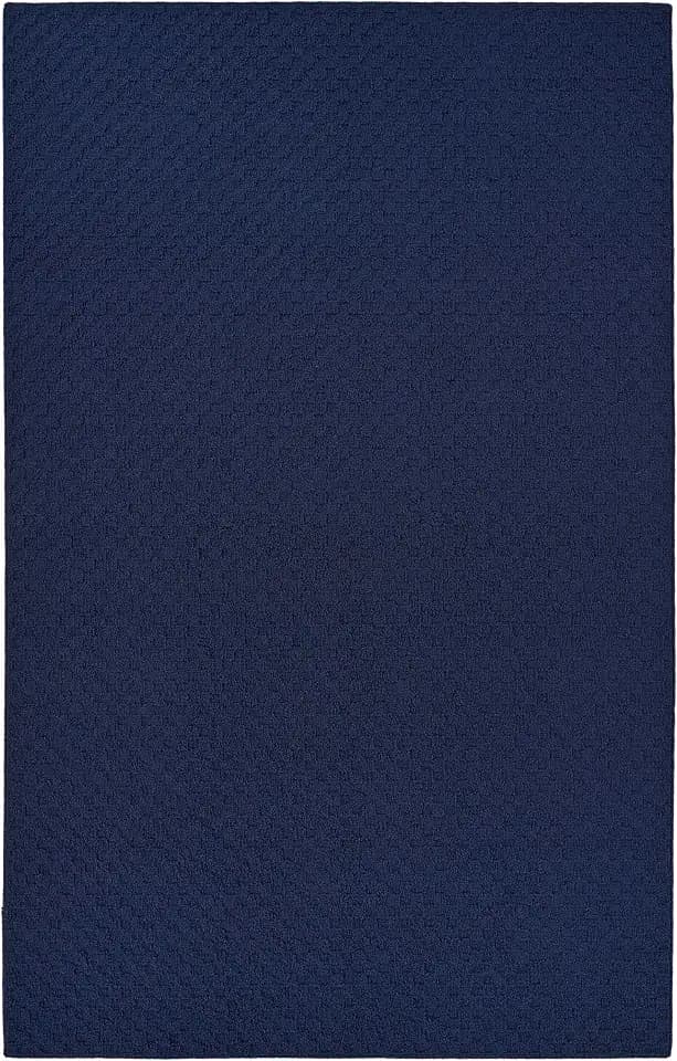 Garland Rug Town Square Navy Blue 9' x 12' Non Slip Area Rug for Living Rooms & Hallways, Stylish & Durable for High-Traffic Areas