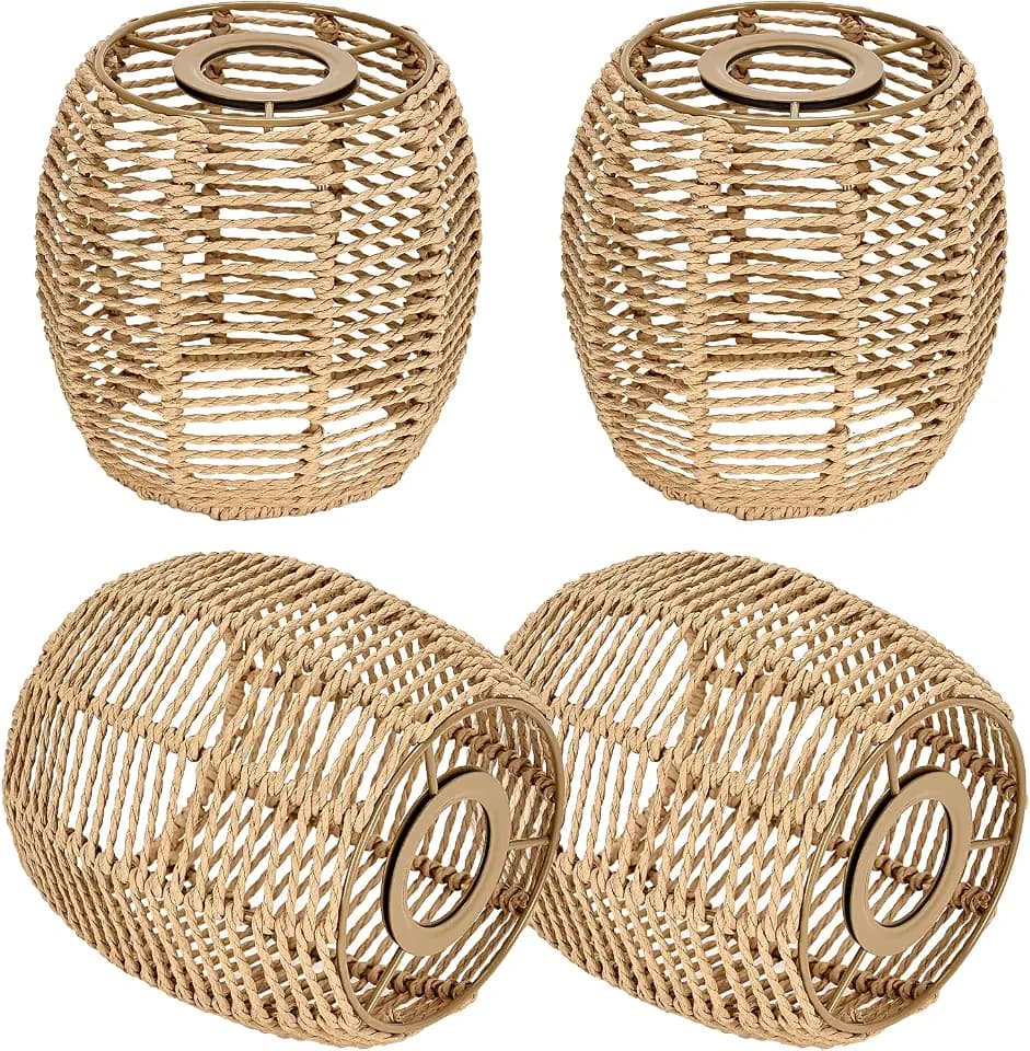 4 Pack Rattan Lamp Shade for E26 Base Pendant Light Shade