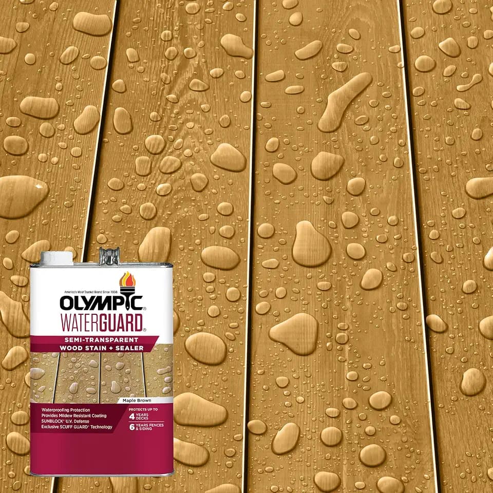Olympic WaterGuard 1 gal Maple Brown Semi-Transparent Wood Stain & Sealer