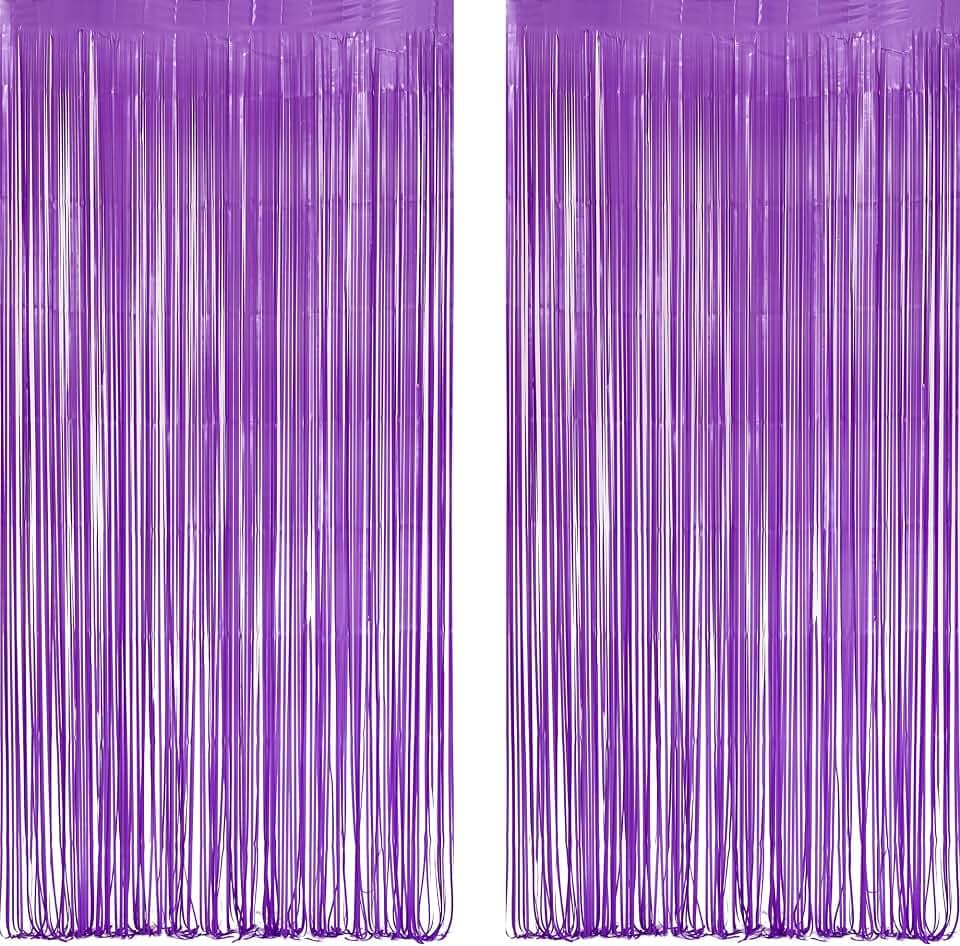 Pastell Lila Lametta Vorhang - Folien Fransen Vorhänge Metallische Luftschlangen Foto Hintergrund Deko für Kpop Dollhouse Frozen Schmetterling Meerjungfrau Vampirina Mermaid Geburtstag Party