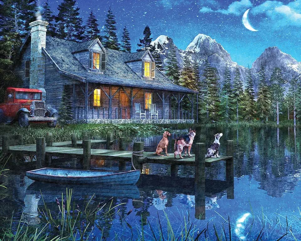 Springbok's 1000 Piece Jigsaw Puzzle Moonlit Night Multi, Large/24 x 30"