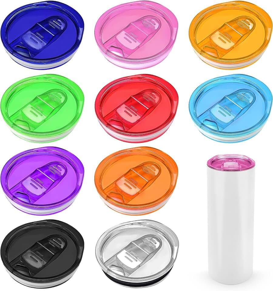 Joyclub 10 Pack Replacement Lids for 20 oz Skinny Straight Tumbler Multi