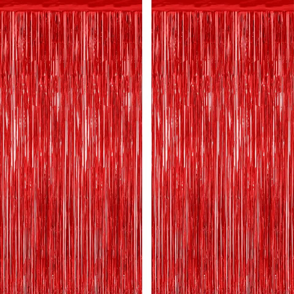 ZATAYE 2 Pack Red Foil Curtain Backdrop Birthday Party Decorations