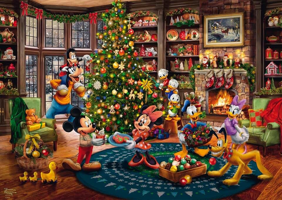 Disney, Mickey & Minnie Trimming The Tree: Puzzle Thomas Kinkade 1000 Teile - Disney