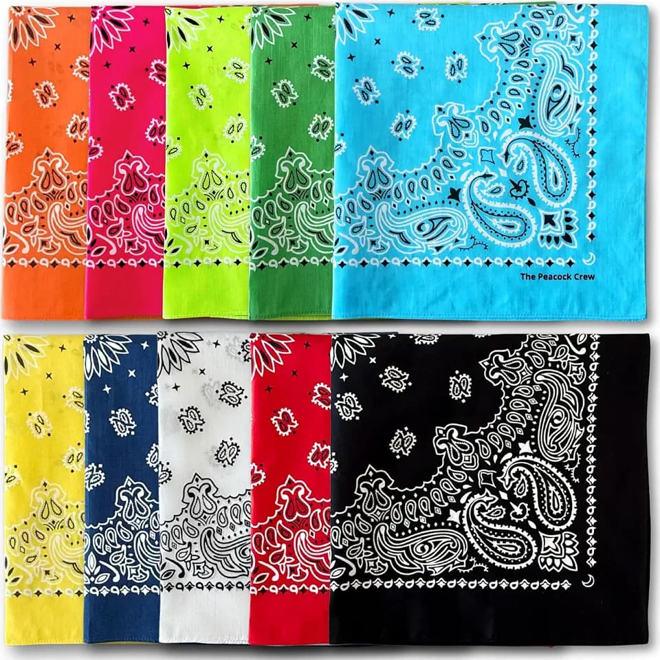 The Peacock Crew Premium Soft Cotton Bandanas Pack for Men and Women Paisley 22 x 22 inches