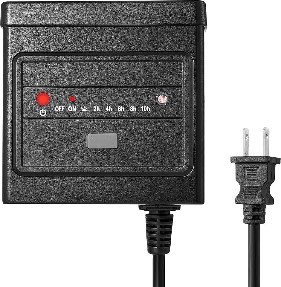 60W Low Voltage Landscape Transformer with Timer and Photocell Sensor, 120V AC to 12V DC, Dusk to Dawn and 2/4/6/8/10 Countdown Timer, Weatherproof, Heavy Duty for LED Spotlight, Pathway Light