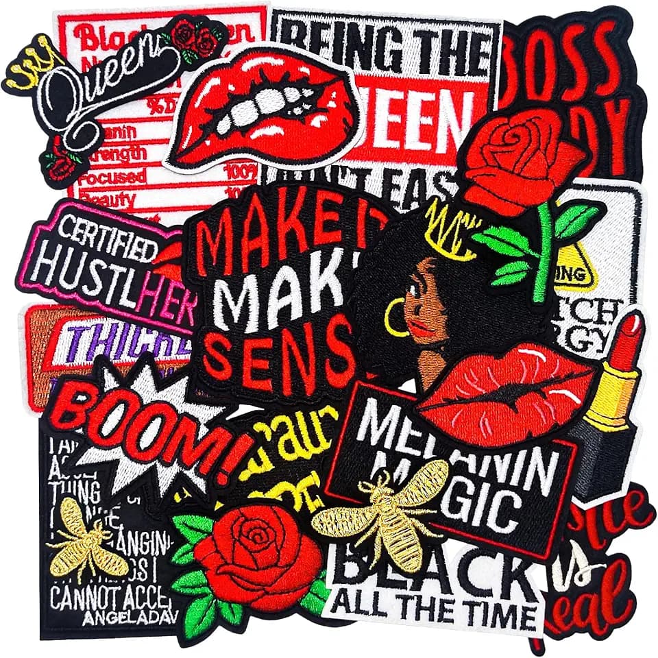 22PCS Black Girl Iron on Patches Girl Power Embroidered Patches for Trucker Hats Clothes Jackets Backpacks